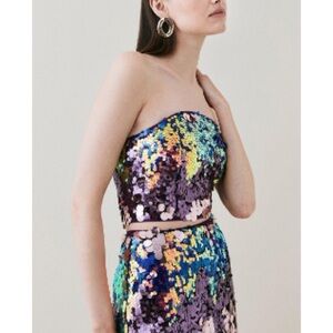 Karen Millen Multicolor Sequin Crop Top